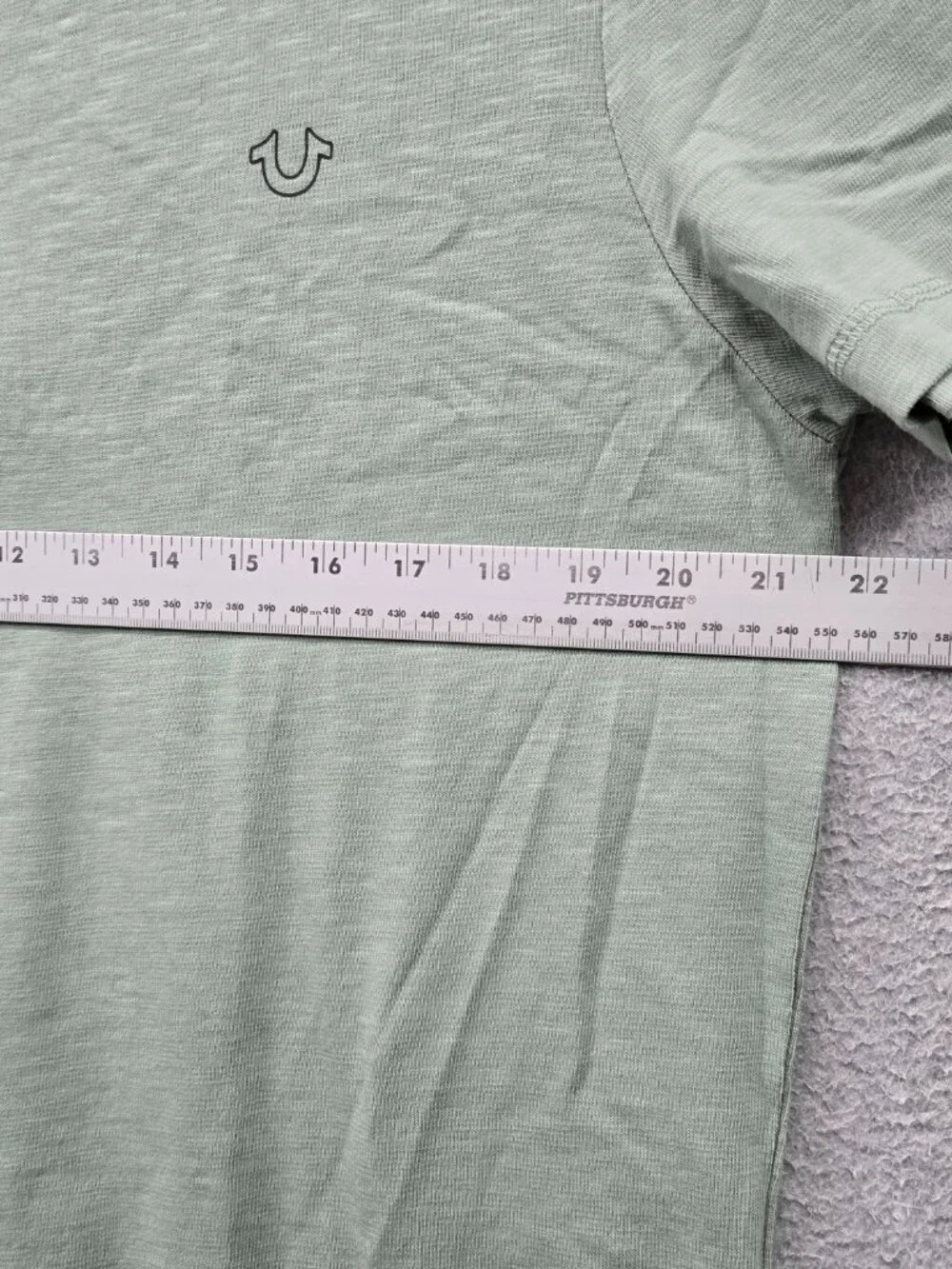 True Religion Men Shirt Large Green Henley Logo Short Sleeve Pullover Tee